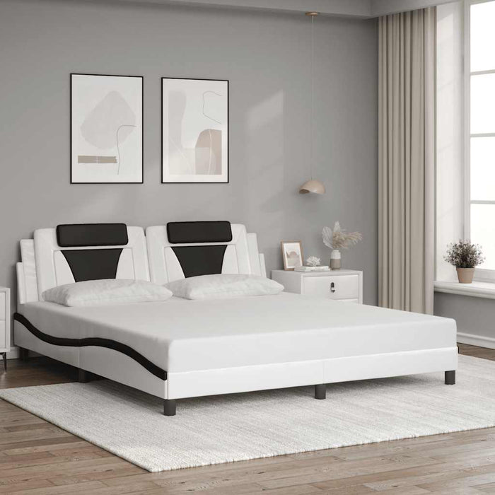 Cadru de pat Viana fără saltea alb și negru 180x200cm piele artificială WALTI