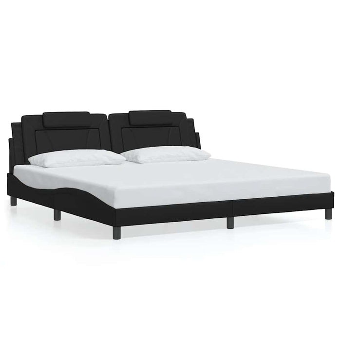 Cadru de pat, Viana, fără saltea, negru, 200x200 cm, piele ecologică WALTI