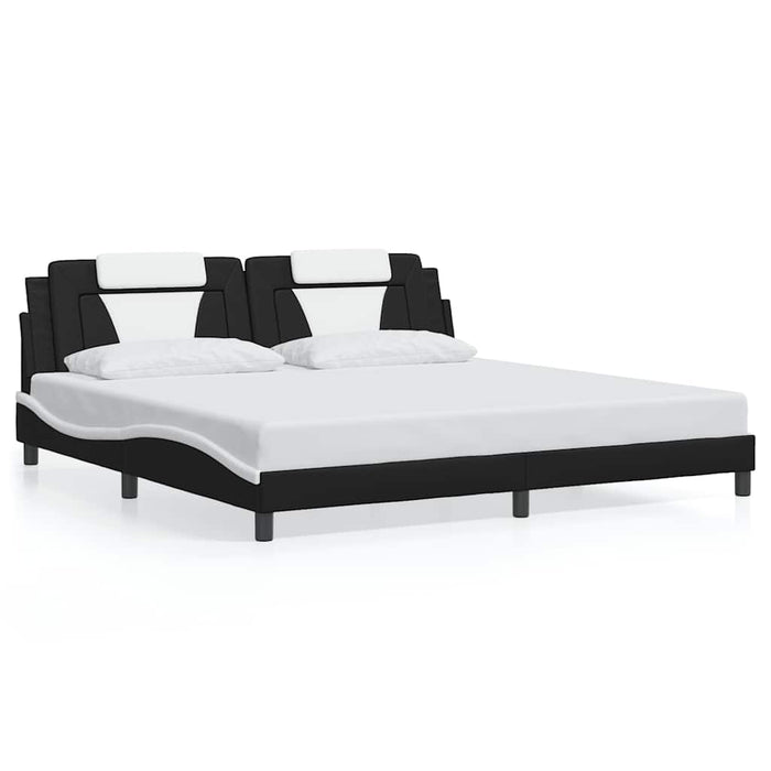 Cadru de pat Viana fără saltea negru și alb 200x200cm piele artificială WALTI