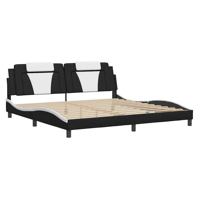 Cadru de pat Viana fără saltea negru și alb 200x200cm piele artificială WALTI