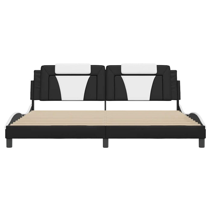 Cadru de pat Viana fără saltea negru și alb 200x200cm piele artificială WALTI