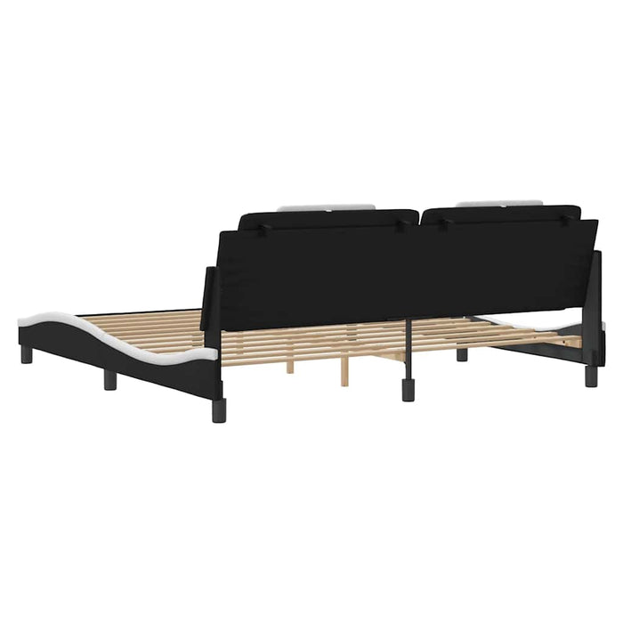 Cadru de pat Viana fără saltea negru și alb 200x200cm piele artificială WALTI
