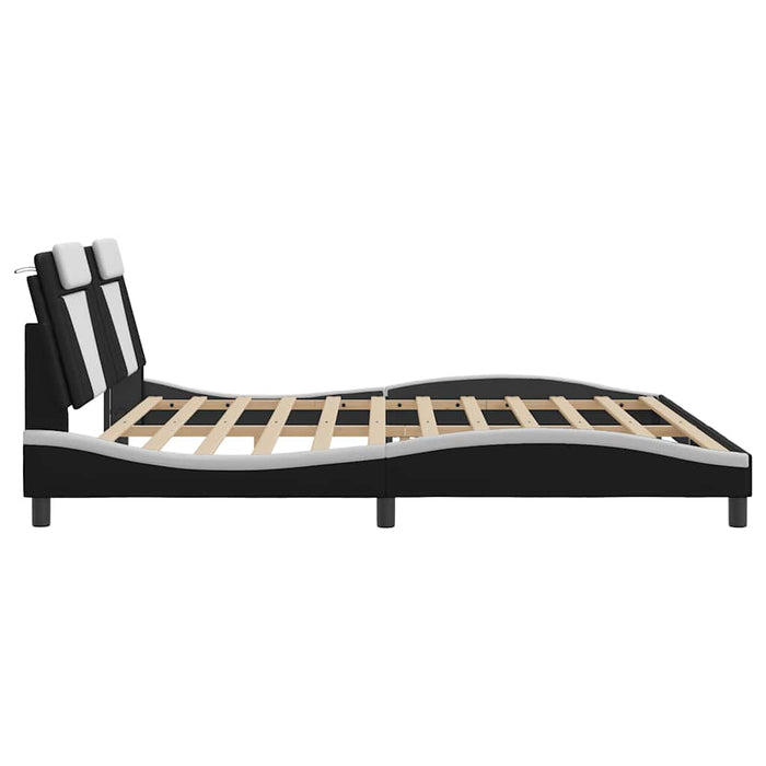 Cadru de pat Viana fără saltea negru și alb 200x200cm piele artificială WALTI