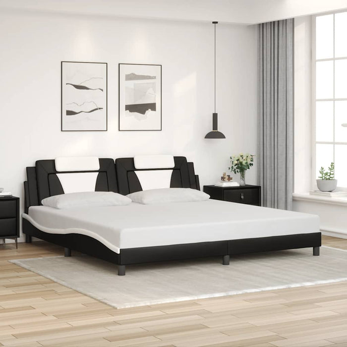 Cadru de pat Viana fără saltea negru și alb 200x200cm piele artificială WALTI