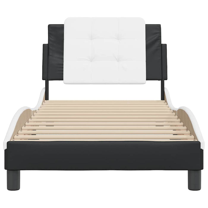 Cadru de pat fără saltea Zadar negru și alb 90x190 cm piele artificială WALTI