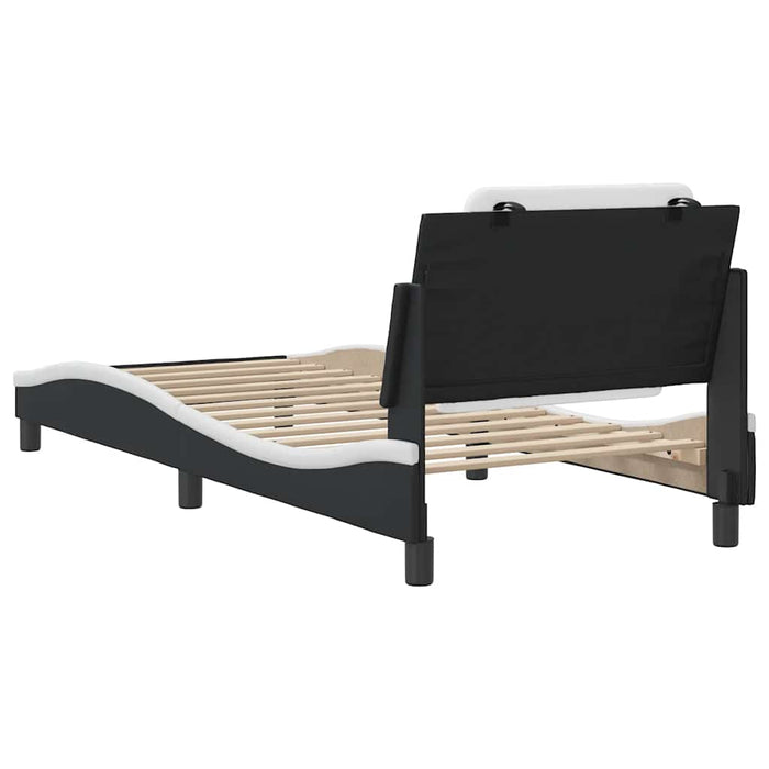 Cadru de pat fără saltea Zadar negru și alb 90x190 cm piele artificială WALTI