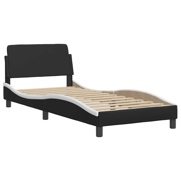 Cadru de pat fără saltea Zadar negru și alb 90x190 cm piele artificială WALTI