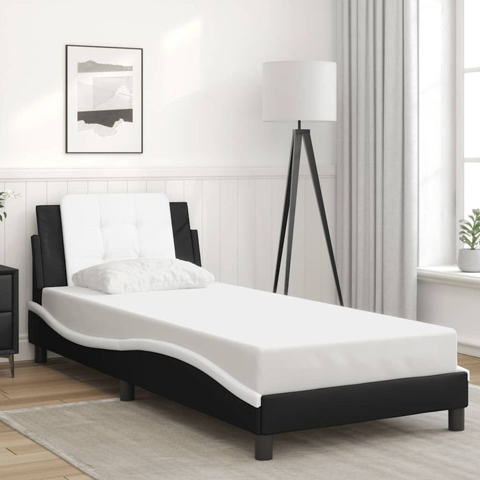 Cadru de pat fără saltea Zadar negru și alb 90x190 cm piele artificială WALTI
