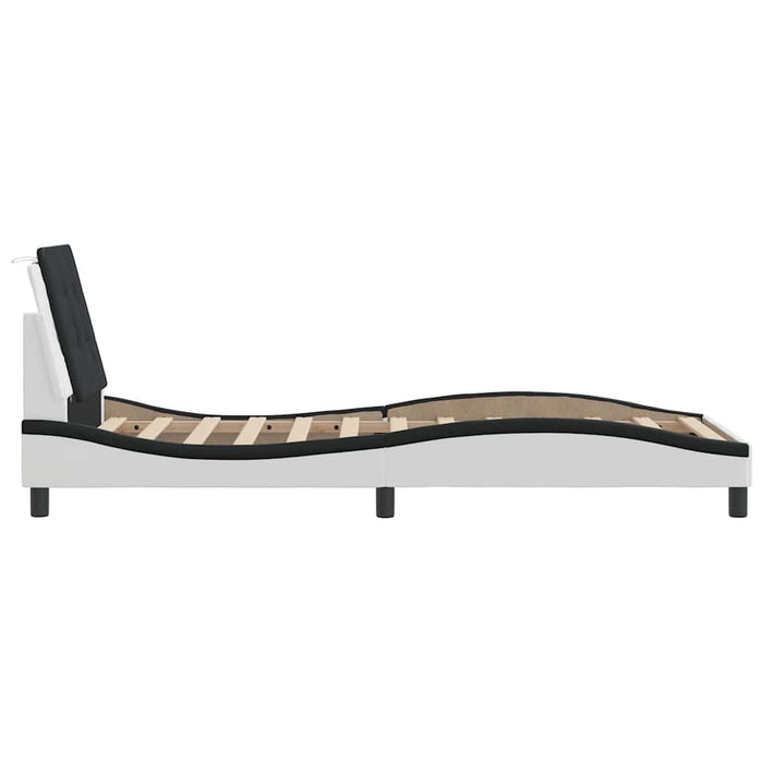 Cadru de pat fără saltea Zadar alb și negru 90x190 cm piele artificială WALTI
