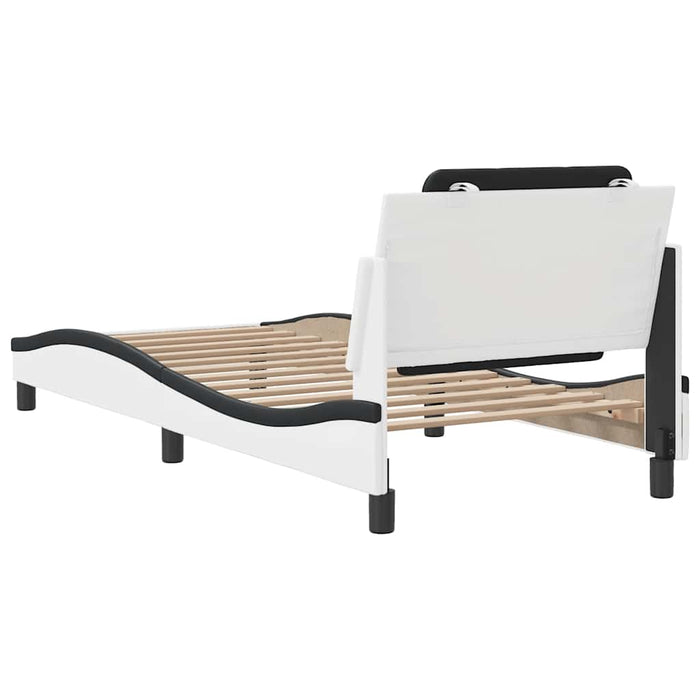 Cadru de pat fără saltea Zadar alb și negru 90x190 cm piele artificială WALTI