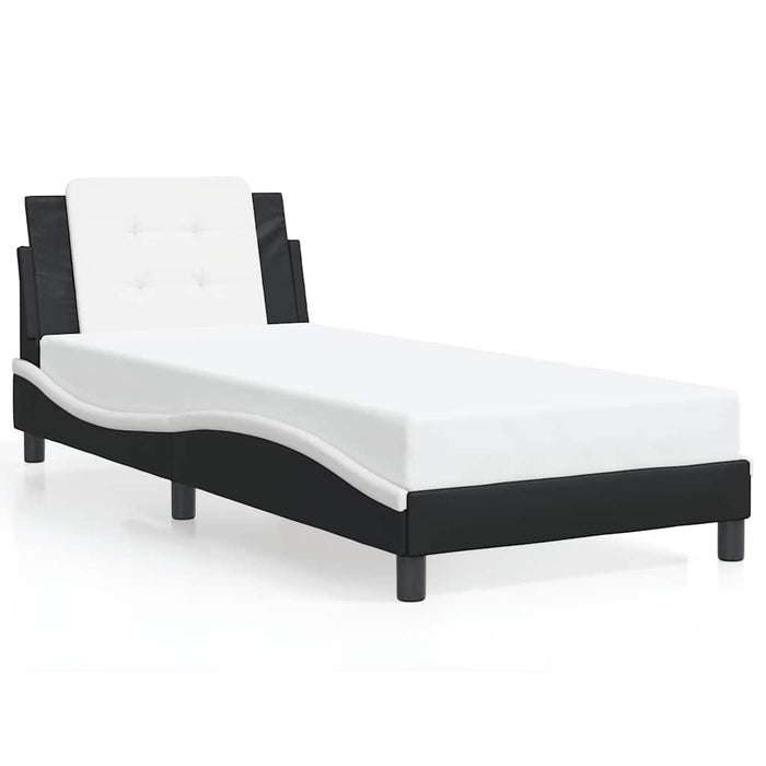 Cadru de pat fără saltea Zadar negru și alb 100x200cm piele artificială WALTI