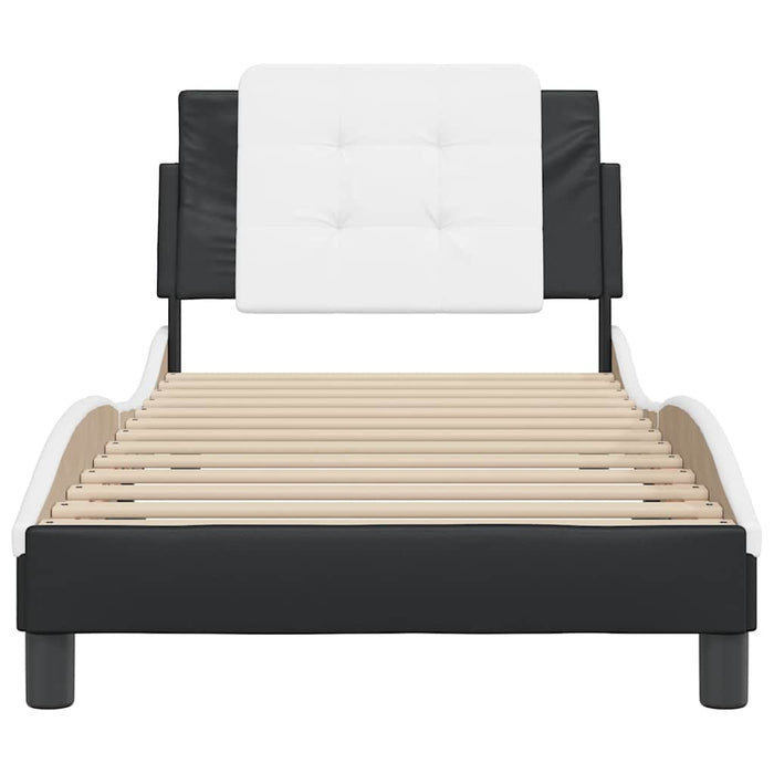 Cadru de pat fără saltea Zadar negru și alb 100x200cm piele artificială WALTI