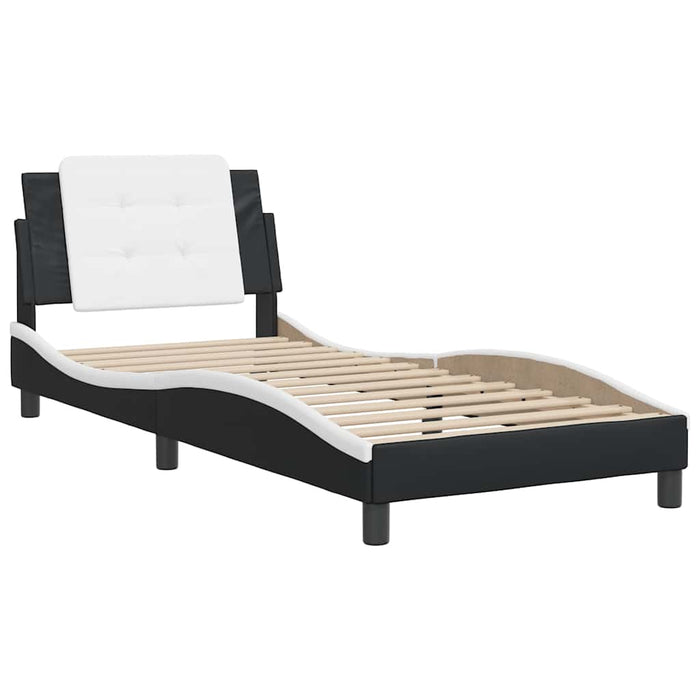 Cadru de pat fără saltea Zadar negru și alb 100x200cm piele artificială WALTI