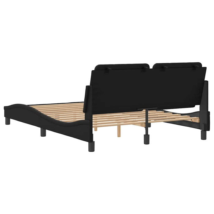Cadru de pat fără saltea, Zadar, negru, 140x190 cm, piele ecologică WALTI