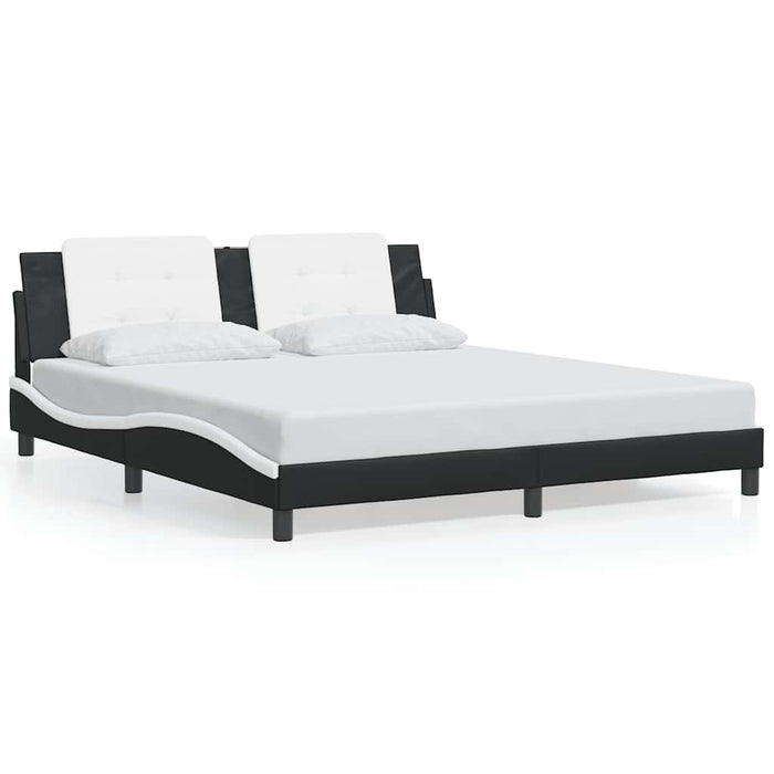 Cadru de pat fără saltea Zadar negru și alb 180x200cm piele artificială WALTI