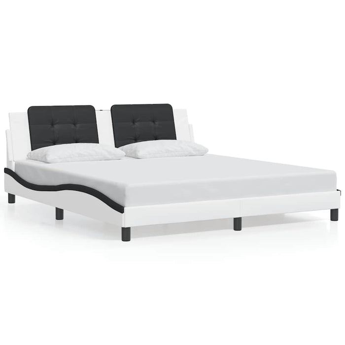 Cadru de pat fără saltea Zadar alb și negru 180x200cm piele artificială WALTI