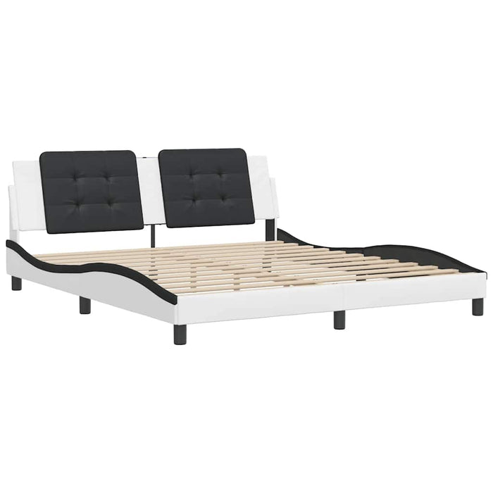 Cadru de pat fără saltea Zadar alb și negru 180x200cm piele artificială WALTI