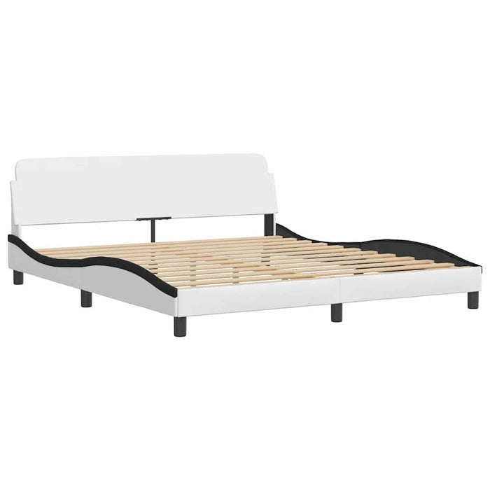 Cadru de pat fără saltea Zadar alb și negru 180x200cm piele artificială WALTI