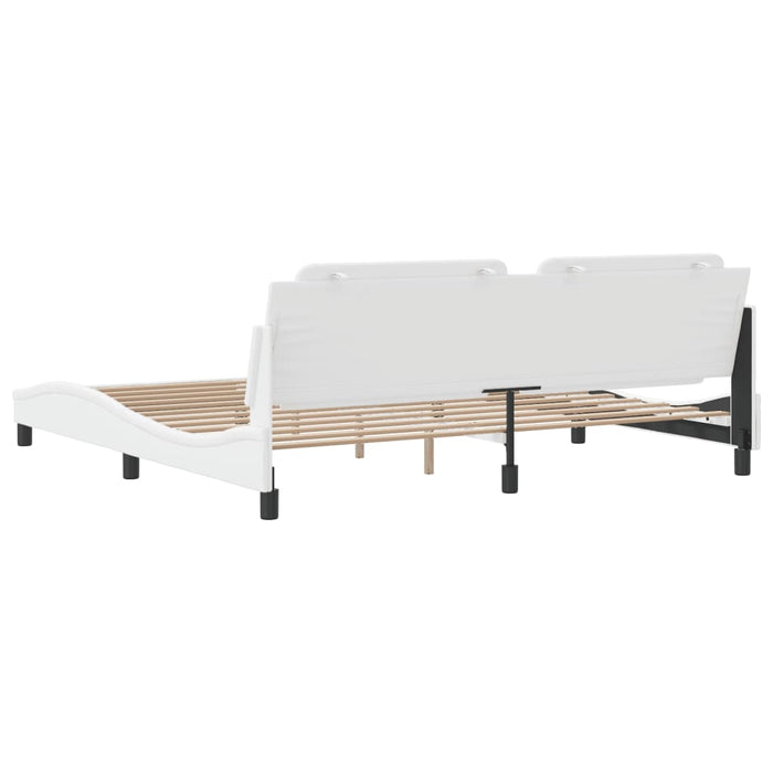 Cadru de pat cu tăblie, alb, 200x200 cm, piele ecologică - WALTI WALTI