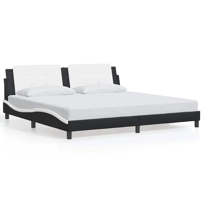 Cadru de pat fără saltea Zadar negru și alb 200x200cm piele artificială WALTI