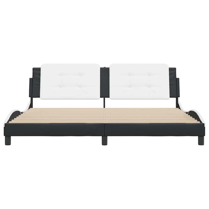 Cadru de pat fără saltea Zadar negru și alb 200x200cm piele artificială WALTI