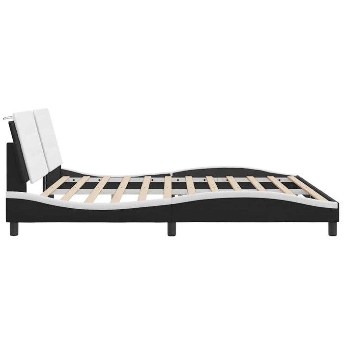 Cadru de pat fără saltea Zadar negru și alb 200x200cm piele artificială WALTI