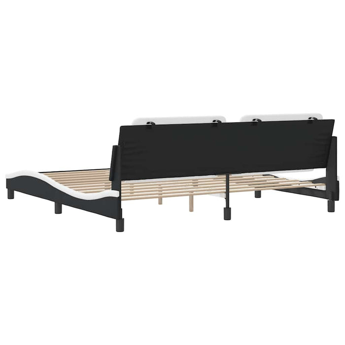 Cadru de pat fără saltea Zadar negru și alb 200x200cm piele artificială WALTI
