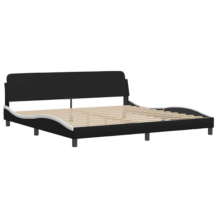 Cadru de pat fără saltea Zadar negru și alb 200x200cm piele artificială WALTI