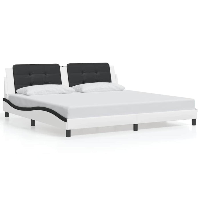 Cadru de pat fără saltea Zadar alb și negru 200x200cm piele artificială - WALTI WALTI