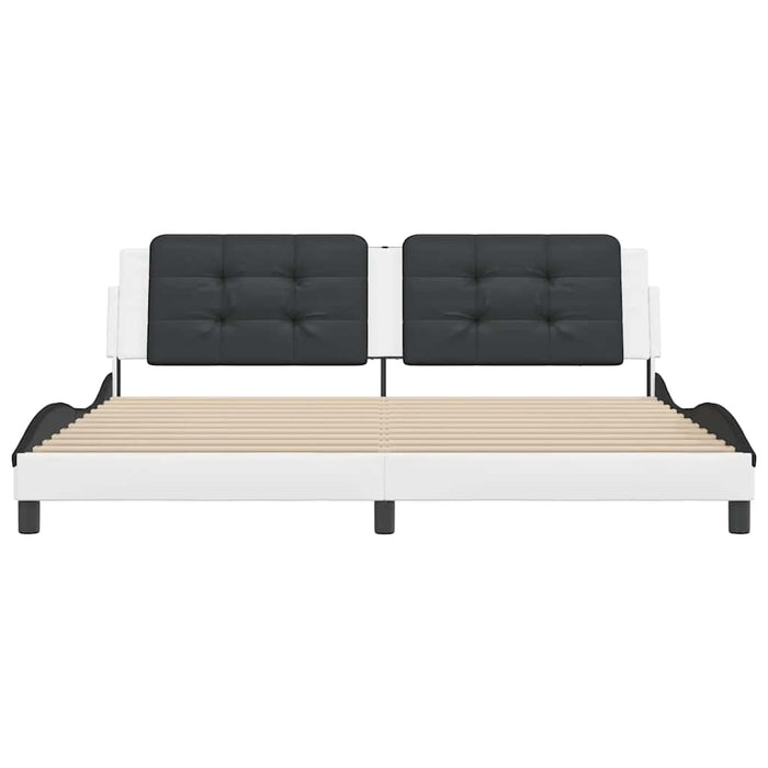 Cadru de pat fără saltea Zadar alb și negru 200x200cm piele artificială - WALTI WALTI