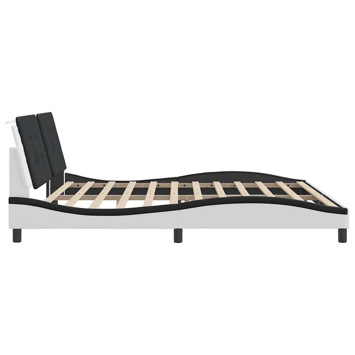 Cadru de pat fără saltea Zadar alb și negru 200x200cm piele artificială - WALTI WALTI