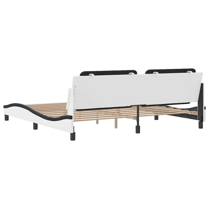 Cadru de pat fără saltea Zadar alb și negru 200x200cm piele artificială - WALTI WALTI