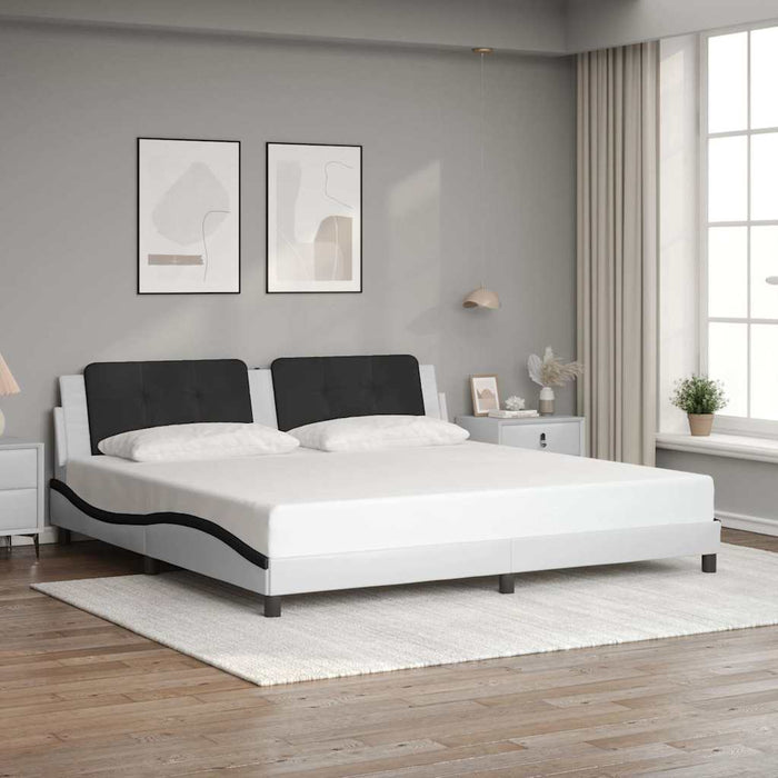 Cadru de pat fără saltea Zadar alb și negru 200x200cm piele artificială - WALTI WALTI