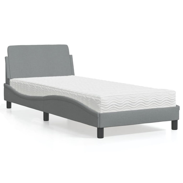 Pat cu saltea, Dover, gri deschis, 80x200 cm, textil WALTI