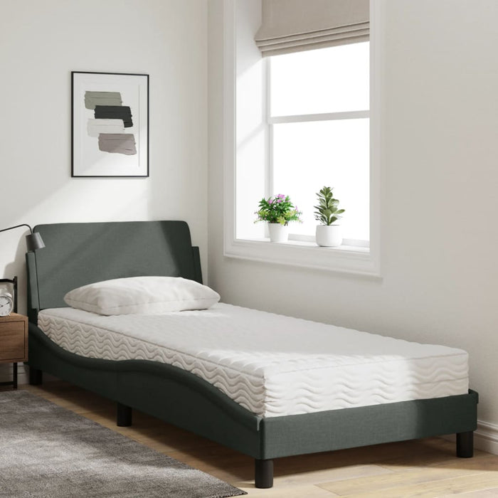 Pat cu saltea, Dover, gri închis, 80x200 cm, textil WALTI