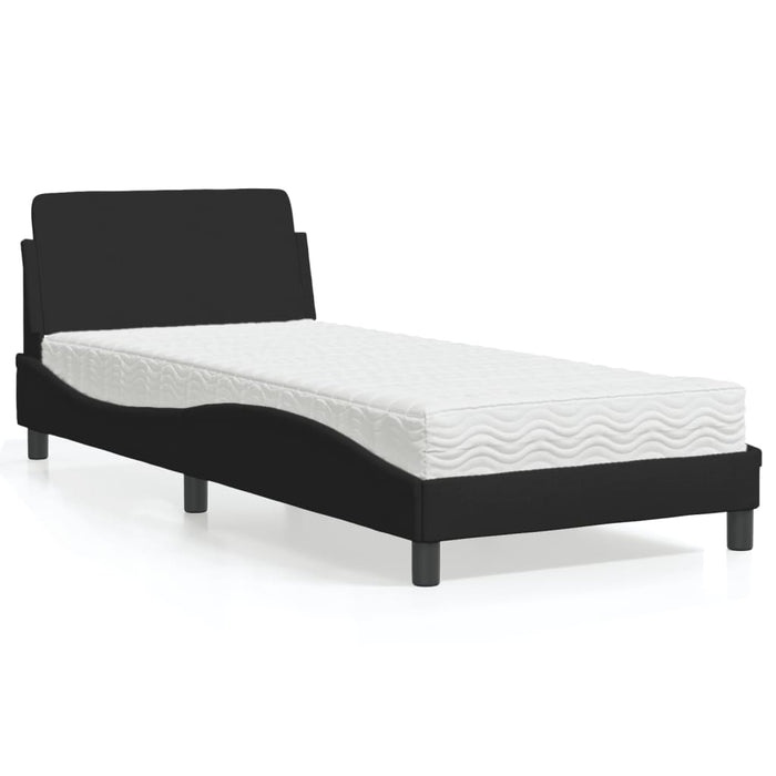 Pat cu saltea, Dover, negru, 80x200 cm, textil WALTI