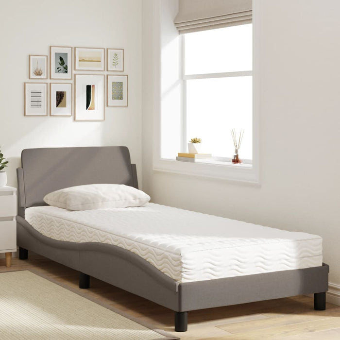 Pat cu saltea, Dover, gri taupe, 80x200 cm, textil WALTI