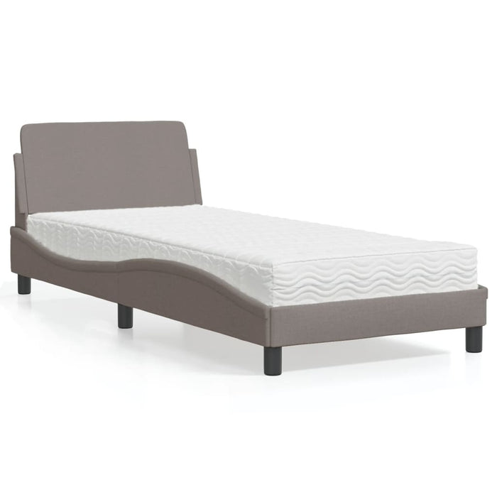 Pat cu saltea, Dover, gri taupe, 80x200 cm, textil WALTI