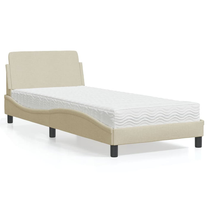 Pat cu saltea, Dover, crem, 80x200 cm, textil WALTI