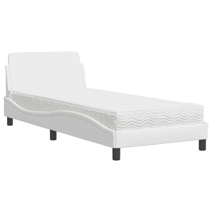 Pat cu saltea, Dover, alb, 80x200 cm, piele ecologică WALTI
