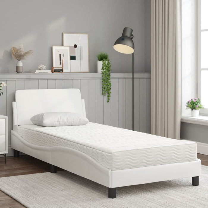 Pat cu saltea, Dover, alb, 80x200 cm, piele ecologică WALTI