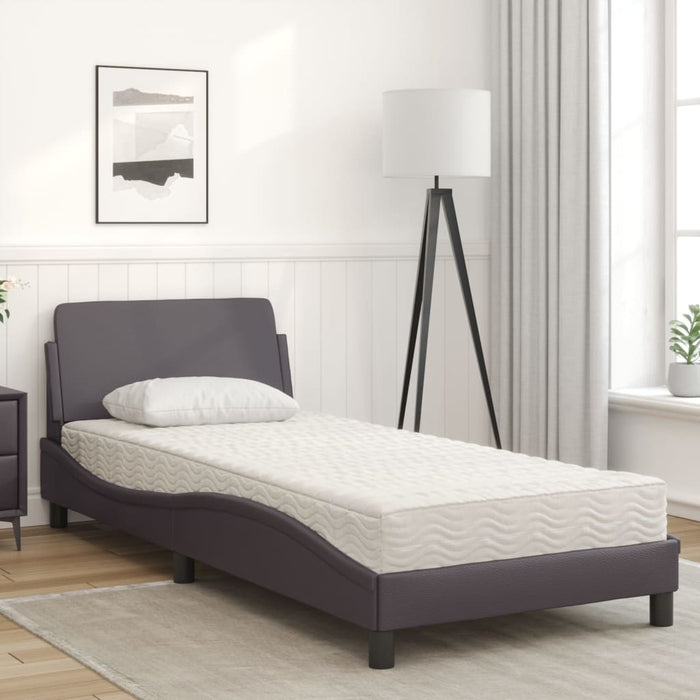 Pat cu saltea, Dover, gri, 80x200 cm, piele ecologică WALTI