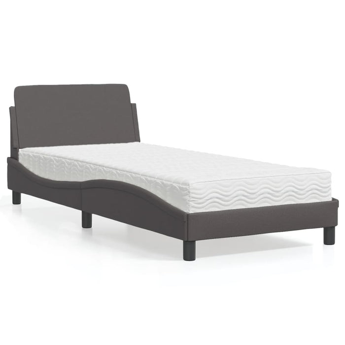 Pat cu saltea, Dover, gri, 80x200 cm, piele ecologică WALTI