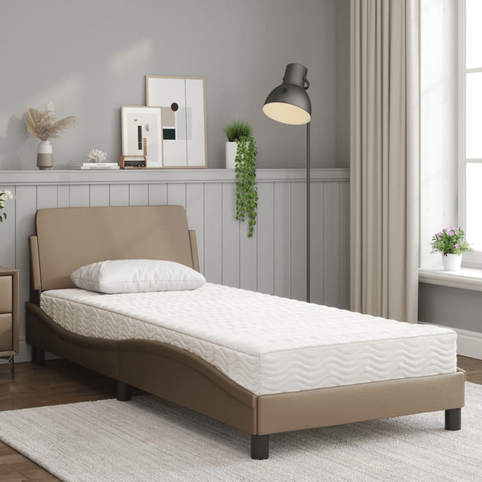 Pat cu saltea, Dover, cappuccino, 80x200 cm piele ecologică WALTI
