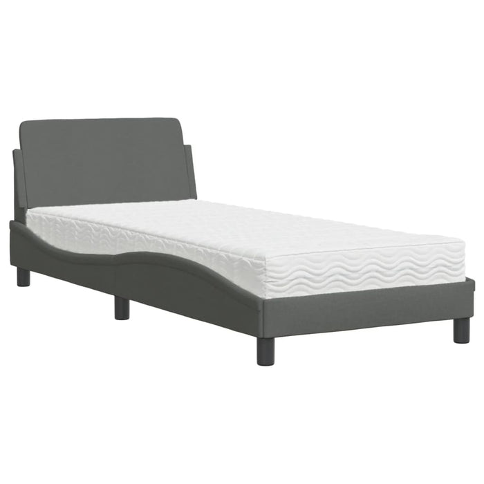 Pat cu saltea, Dover, gri închis, 90x190 cm, textil WALTI