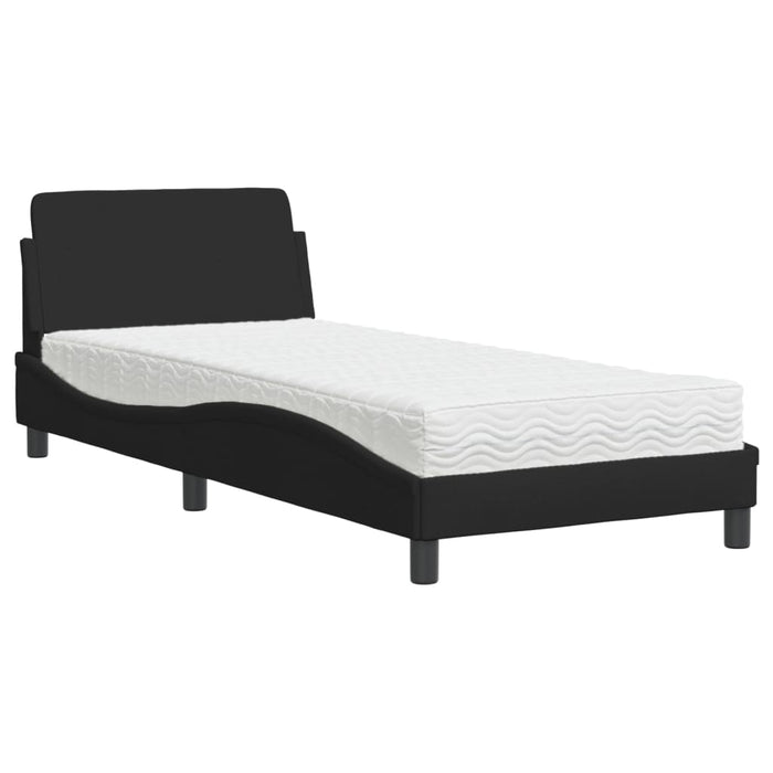 Pat cu saltea, Dover, negru, 90x190 cm, textil WALTI