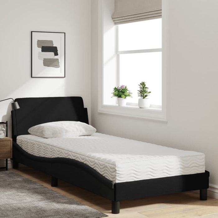 Pat cu saltea, Dover, negru, 90x190 cm, textil WALTI