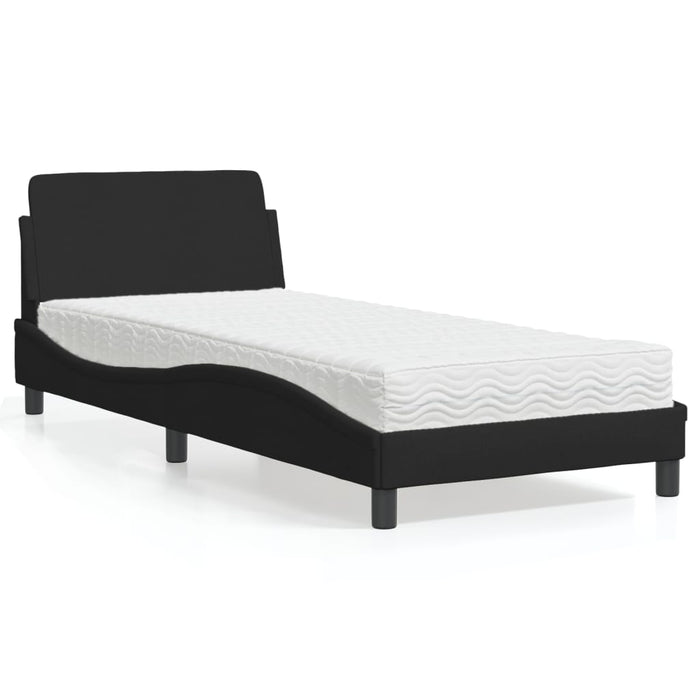 Pat cu saltea, Dover, negru, 90x190 cm, textil WALTI