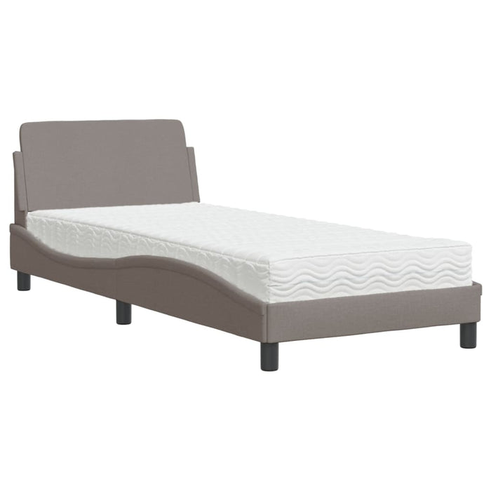 Pat cu saltea, Dover, gri taupe, 90x190 cm, textil WALTI