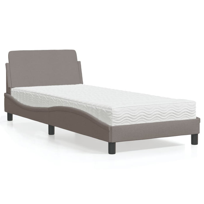 Pat cu saltea, Dover, gri taupe, 90x190 cm, textil WALTI